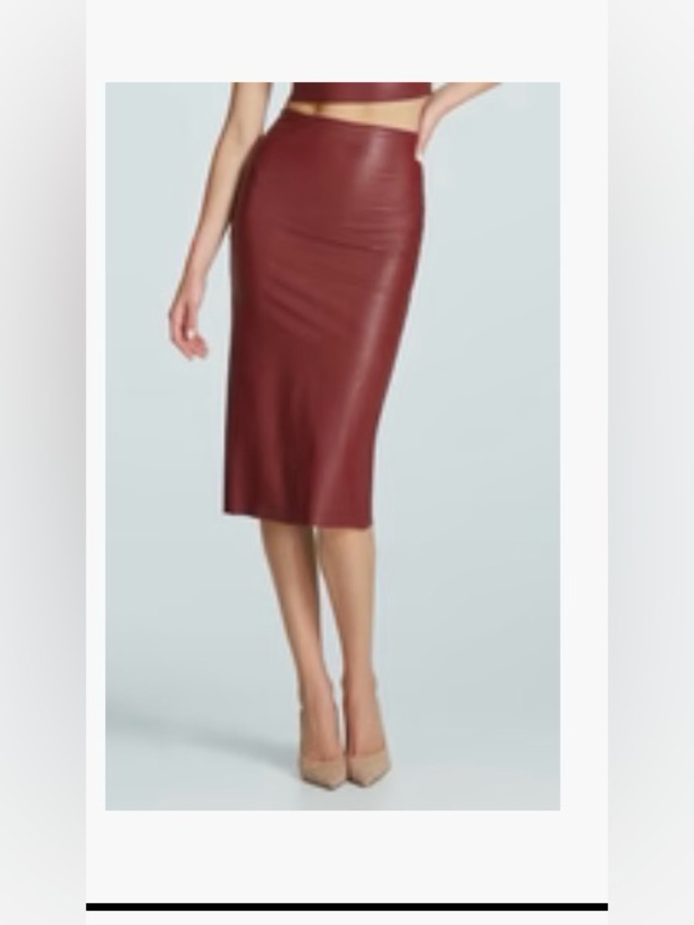 Commando Women's Faux Leather Midi Skirt - Deep Red